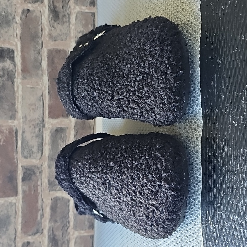 Black Fuzzy Slip-On Mule Clogs